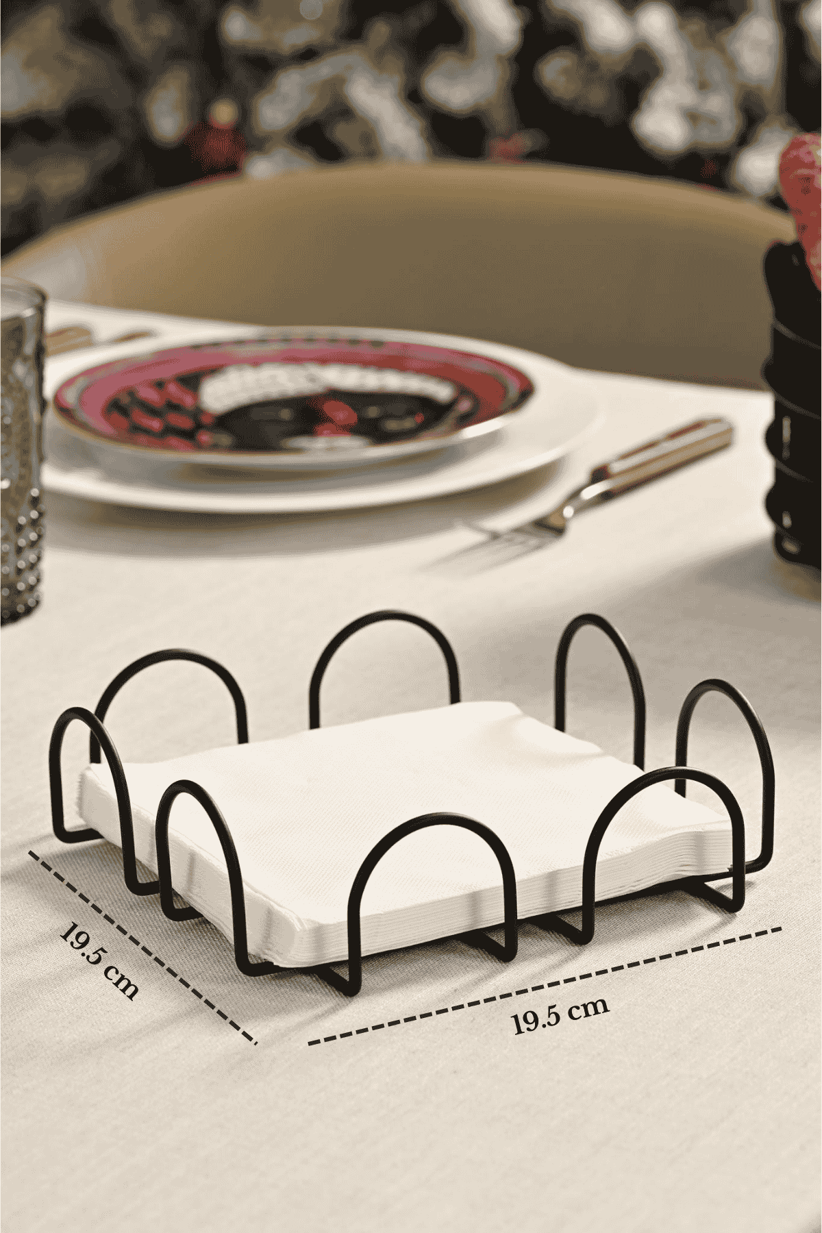 Siyah 18 Cm Peçetelik Büyük Boy Peçete Standı Kafe Restoran Otel Paslanmaz Metal