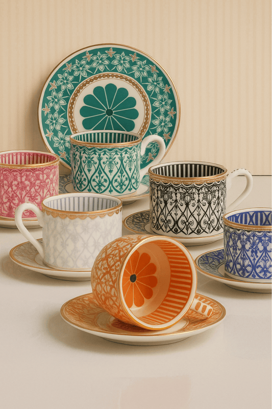 Türk Kahve Fincanı Bone China Papatya Desen 6 Kişilik 12 Parça