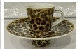 Türk Kahve Fincanı İçe Geçmeli Leopar Desenli 2 Kişilik 4 Parça