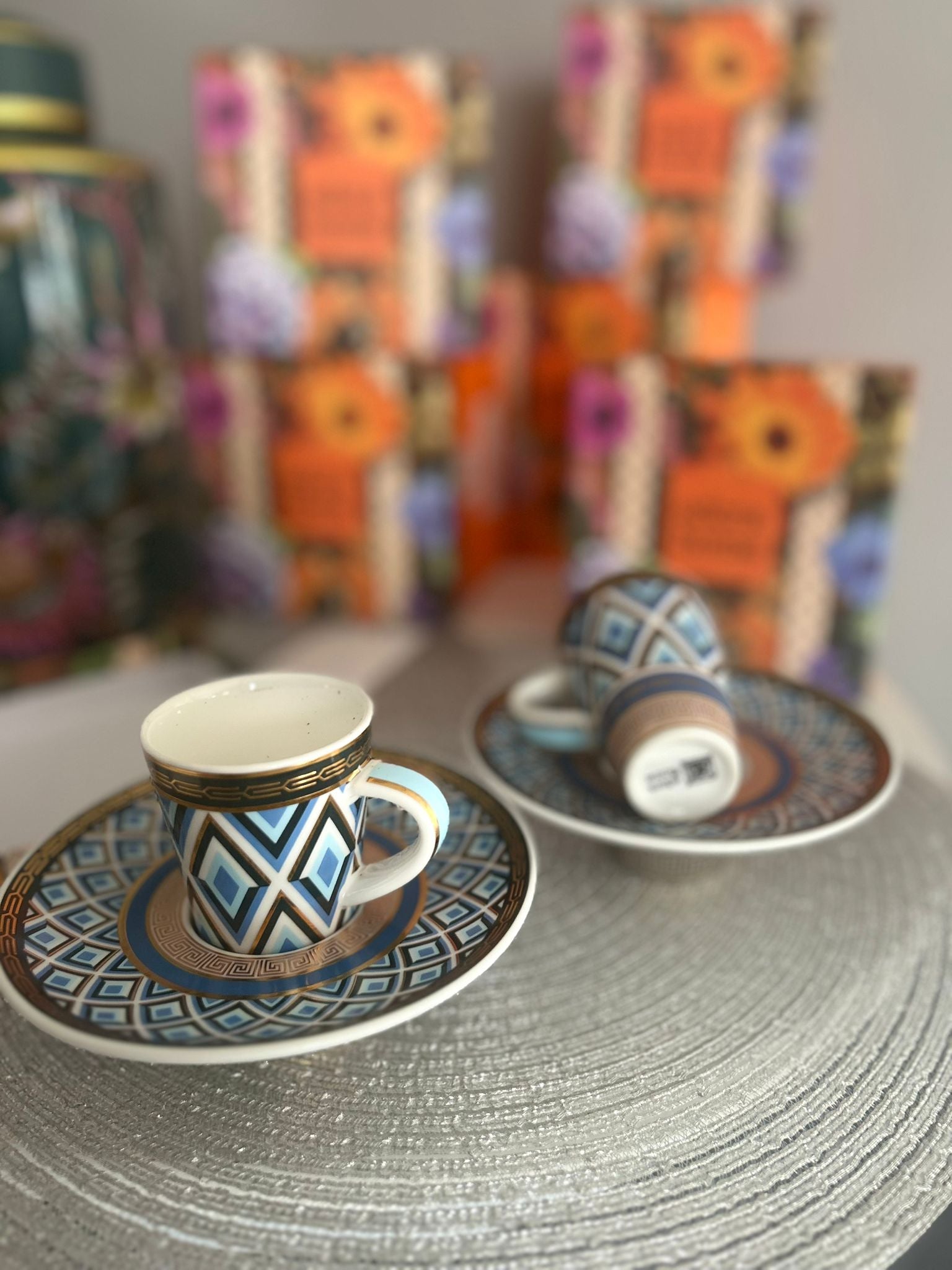 Türk Kahve Fincanı İçe Geçmeli Mosaic Mask 2 Kişilik 4 Parça