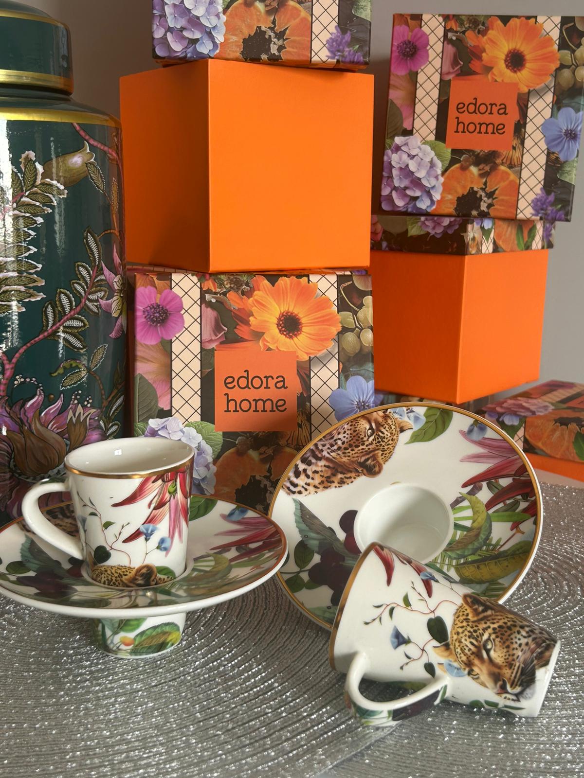 Türk Kahve Fincanı İçe Geçmeli Safari Bloom 2 Kişilik 4 Parça