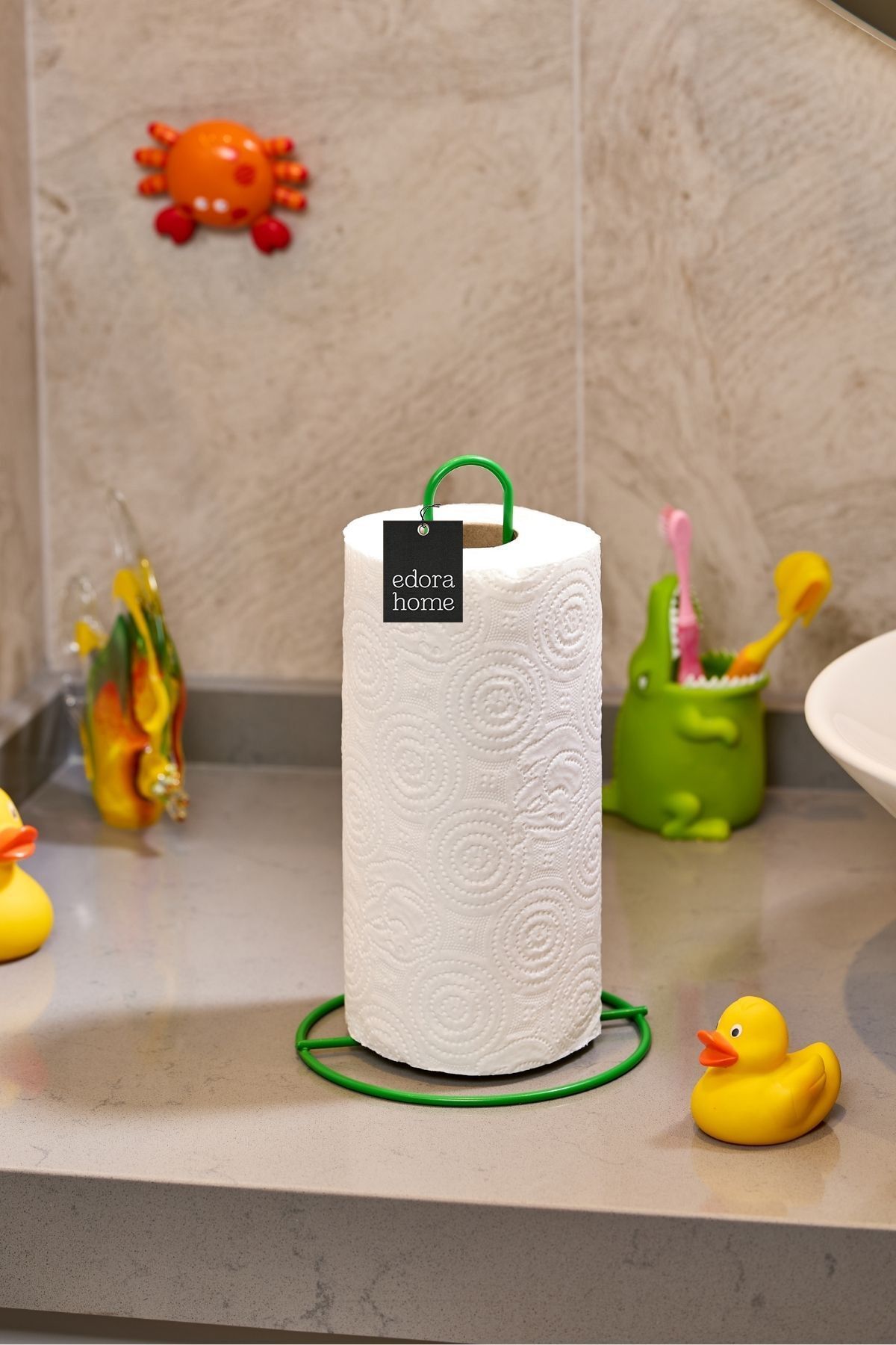 Yeşil Dik Kağıt Havluluk Standart Ve Büyük Boy Rulo Uyumlu Peçetelik Mutfak Banyo - Metal Paslanmaz