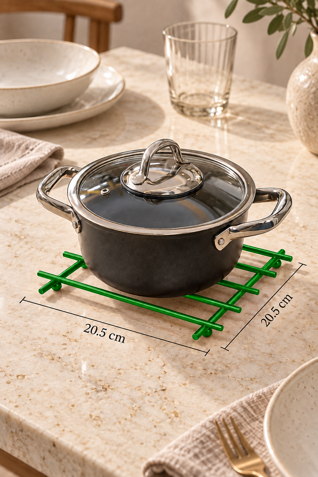 Green Non-Flammable Trivet Pot Holder Countertop Mat Stainless Metal