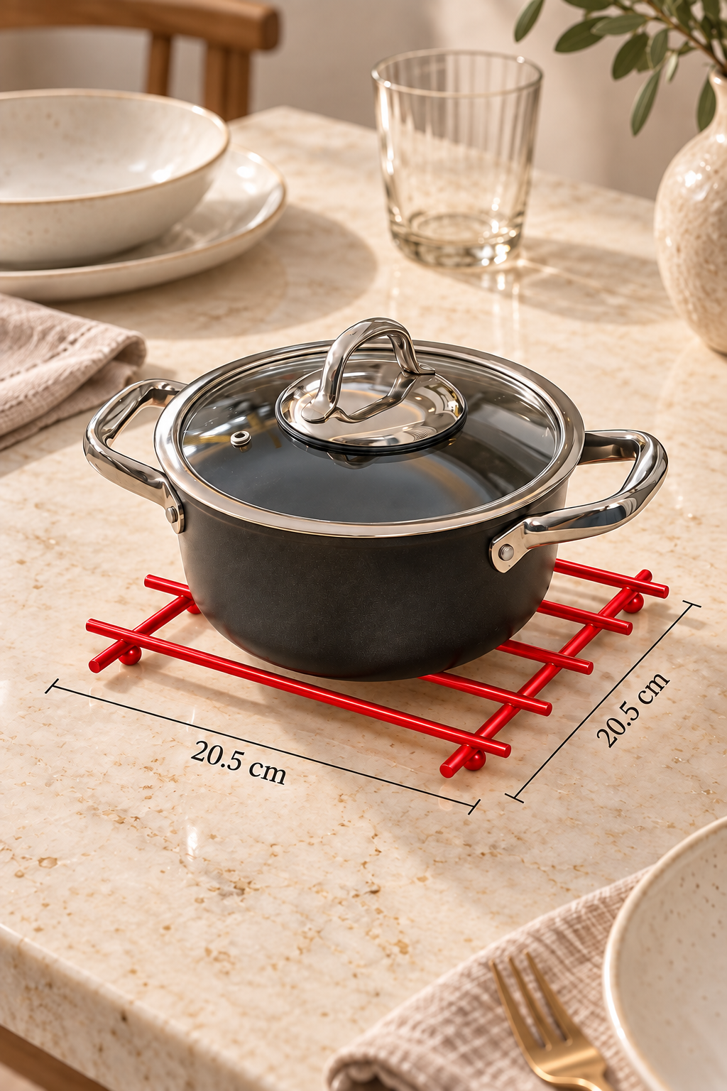 Christmas Red Heat-Resistant Trivet Pot Holder Countertop Mat Stainless Metal