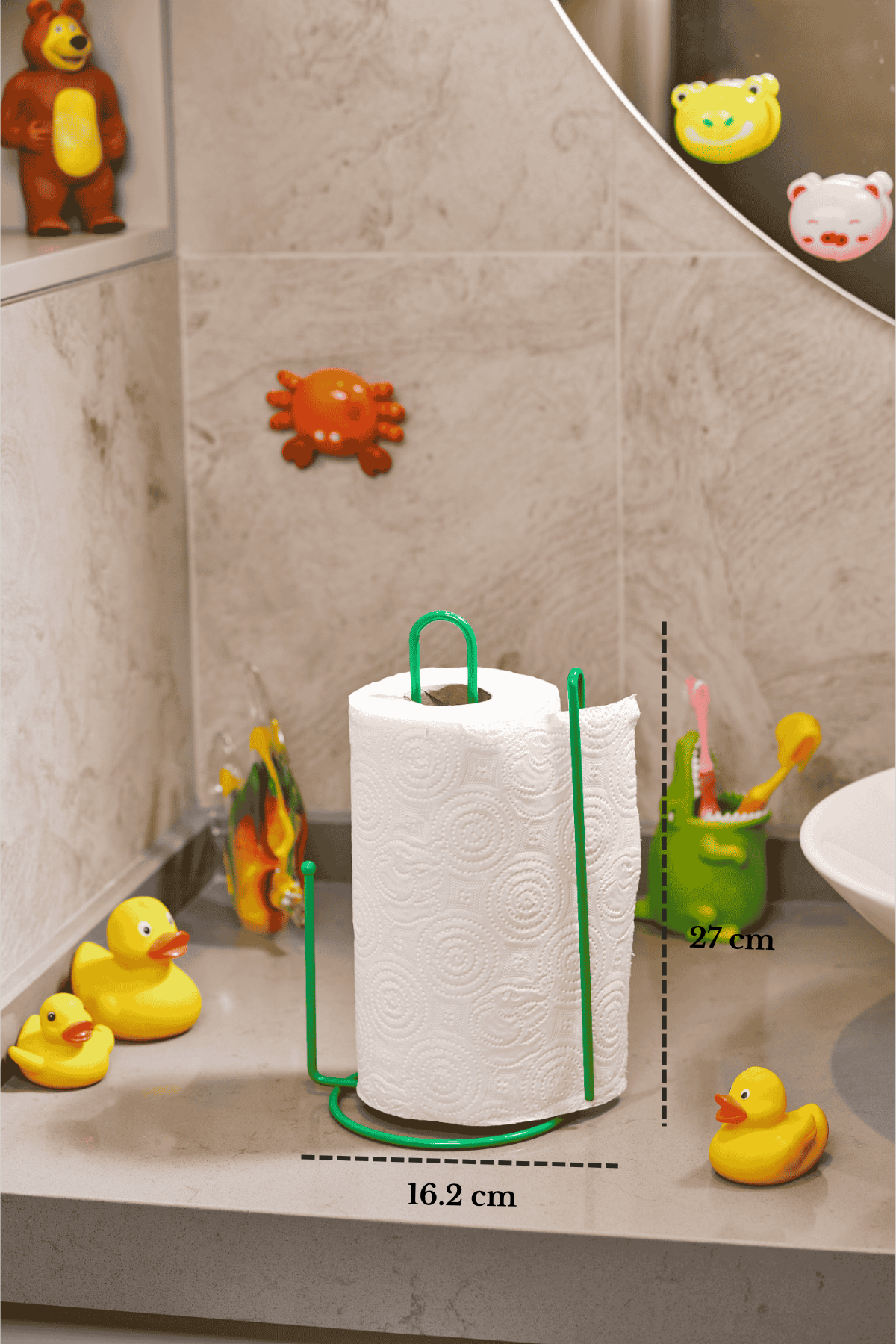Yılbaşı Yeşil Ayraçlı Kağıt Havluluk Rulo Havluluk Peçetelik 25 Cm Paslanmaz Metal